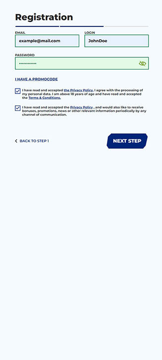 Sportaza registration process on mobile